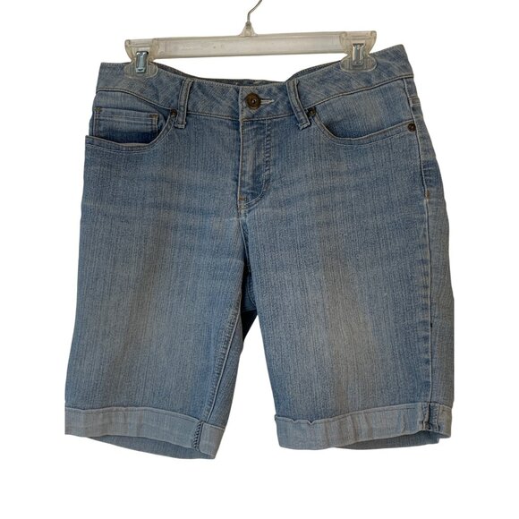 Faded Glory Womens Light Denim Bermuda Shorts Size 6 Cut Off Cuffed 9083 GUC - Picture 2 of 7